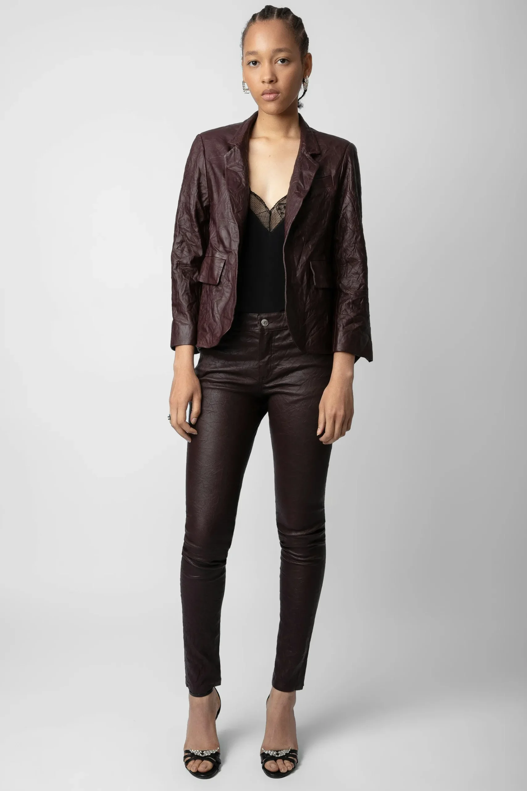 Costumes^Zadig & Voltaire Blazer En Cuir Froisse Verys