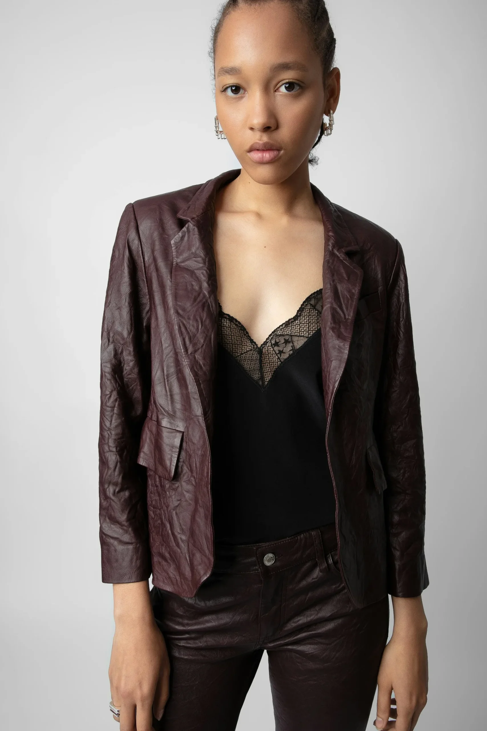 Costumes^Zadig & Voltaire Blazer En Cuir Froisse Verys
