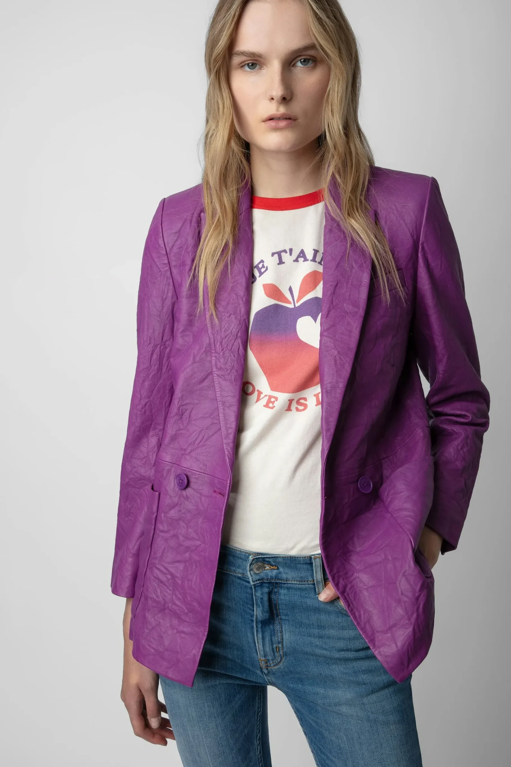 Costumes^Zadig & Voltaire Blazer En Cuir Froisse Visko