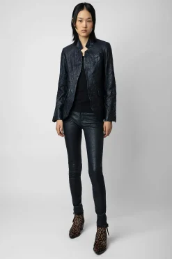 Costumes^Zadig & Voltaire Pantalon Phlame Cuir Froisse